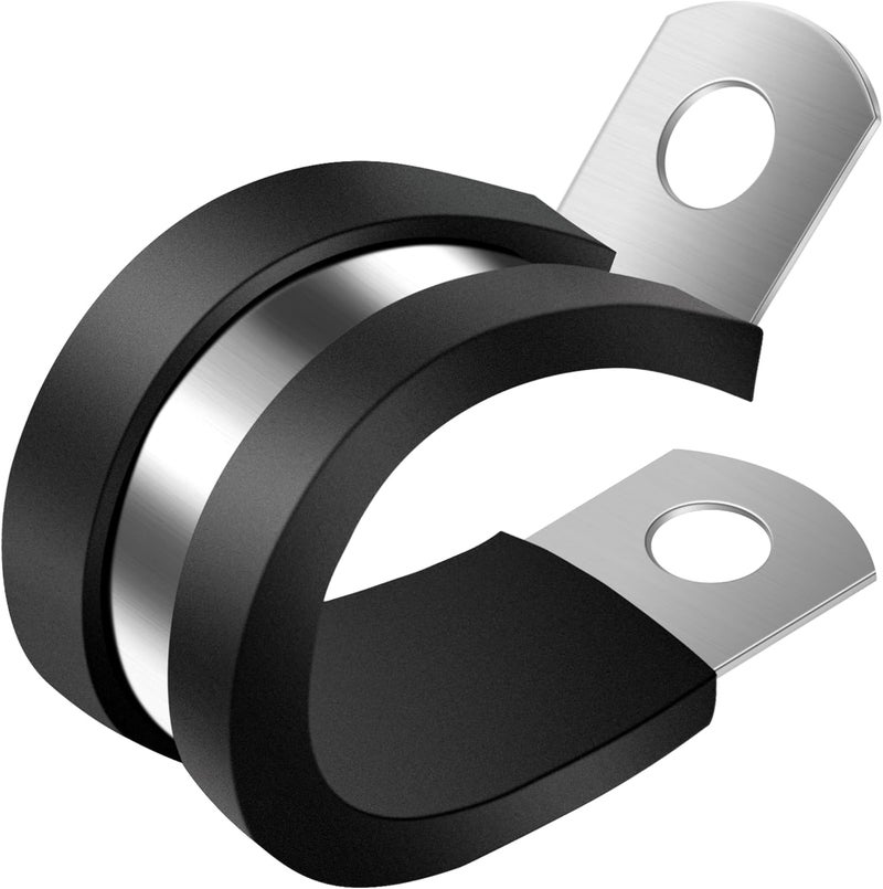 ZIPCCI 3/8 Inch Cable Clamp, 25 Pack Stainless Steel Wire Clamp for Pipe, Hose and Cable Protection with Metal Rubber Clips (10mm) - Image 1